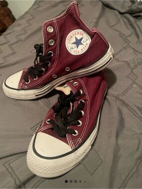 Converse Kids Burgundy High Top Sneakers with Black Laces